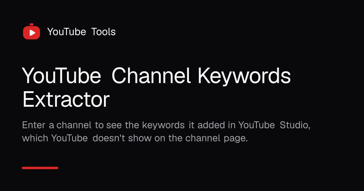 YouTube Channel Keywords Extractor | YouTube Tools