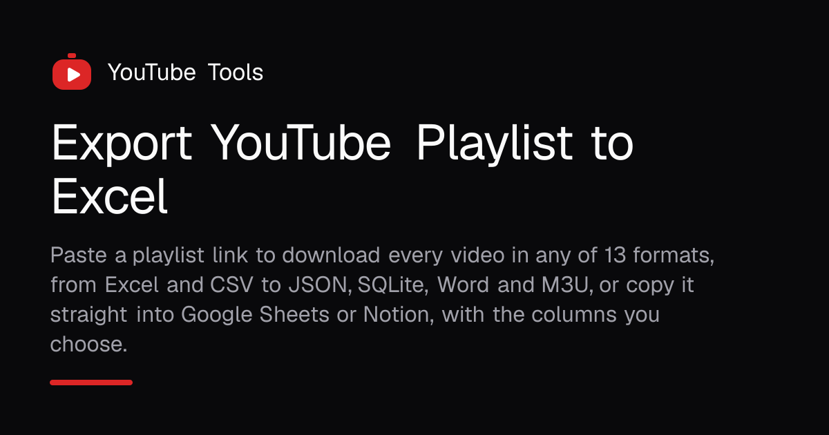 Export YouTube Playlist to Excel, CSV & More | YouTube Tools